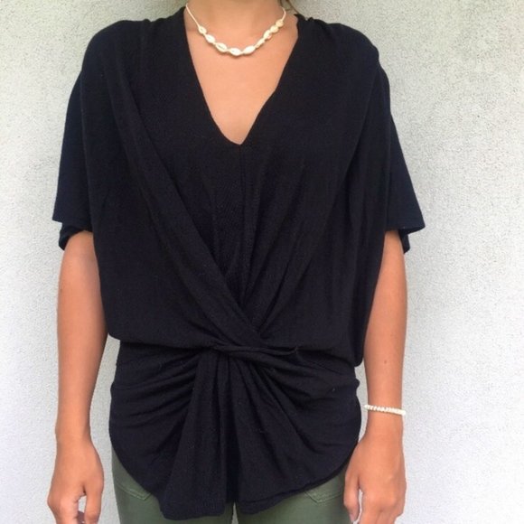Anthropologie Sweaters - Sparrow Black Twist Knot Batwing Pullover Sweater